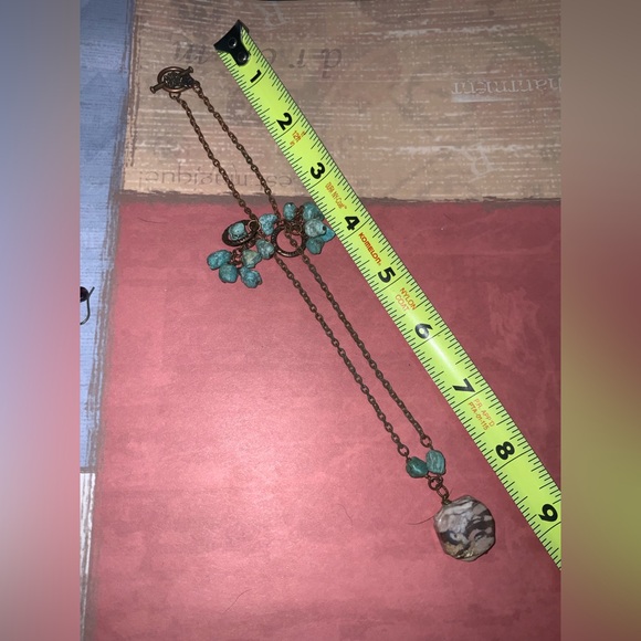 Vintage Handmade Bohemian Authentic Turquoise & Jasper Copper Necklace - Picture 9 of 13